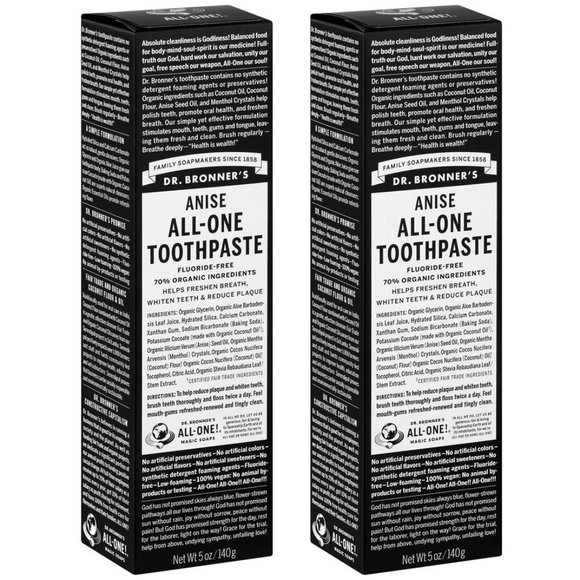 Qty (2) Dr. Bronner's Anise All-One Fluoride-Free Toothpaste - Picture 1 of 2
